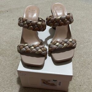 A New Day Tan and Gold Braided Sandals